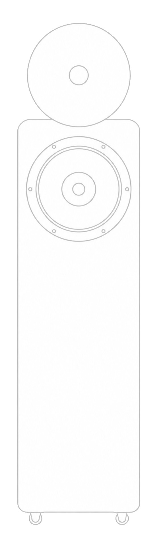 Original black-and-white Model 8 Tower speaker drawing from the Cobalt Audio PDF
