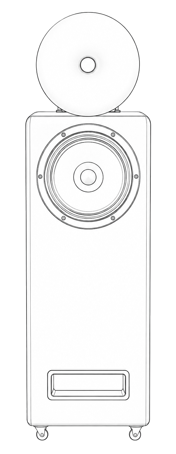 Original black-and-white Model 8 speaker drawing from the Cobalt Audio PDF