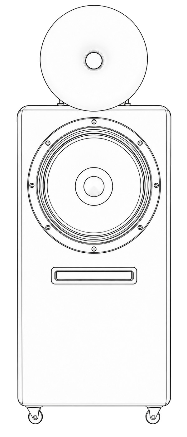 Original black-and-white Model 16 speaker drawing from the Cobalt Audio PDF